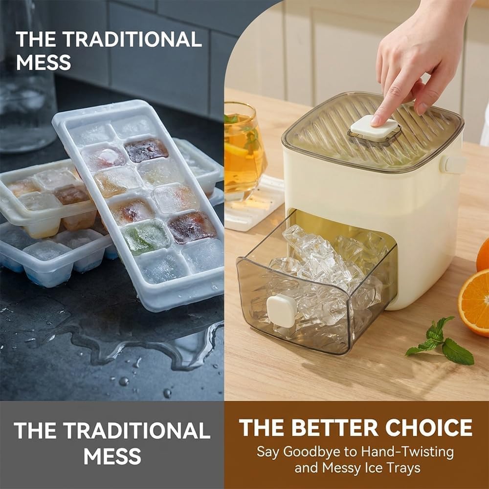 Silikon Eiswürfelform mit Deckel - Pressform für 48 Würfel, flexibel leicht zu lösen, BPA-frei - Ideal für Gefrierschrank, Zuhause, Camping Lagerung