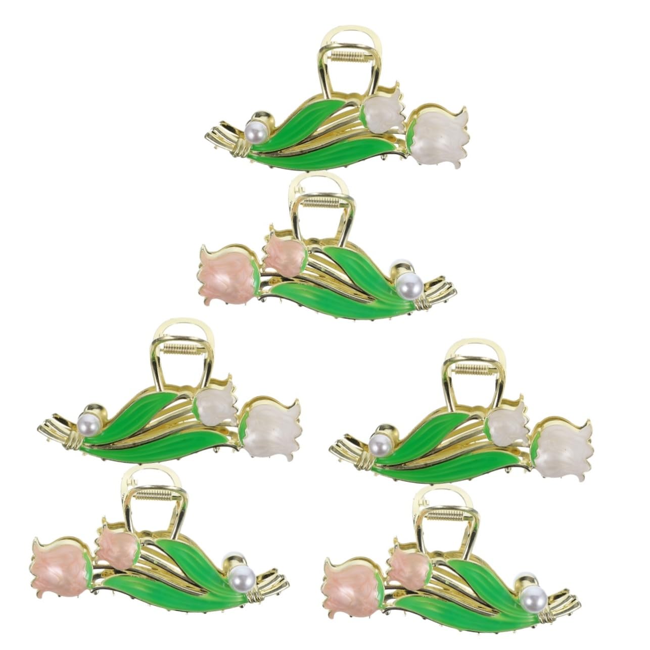 MAGICLULU 6 Piezas gran horquilla hair clips horquillas moño para mujer hair topper pasador fresa tulipán Decorar Accesorios para el cabello Perder clip de garra Metal