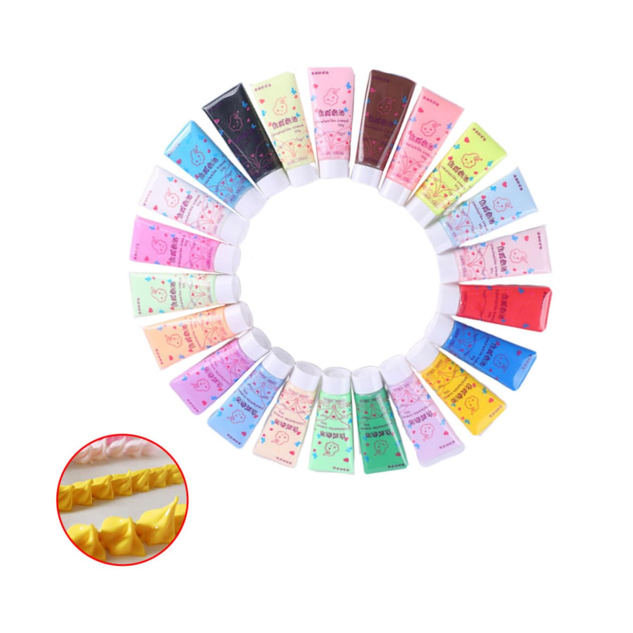 OSALADI 22 Pcs DIY Cream Glue Simulation Cream Colors with Dual Nozzles for Phone Case Crafting Safe Material Whipped Paste Decorating Embellishments Kit Random Color