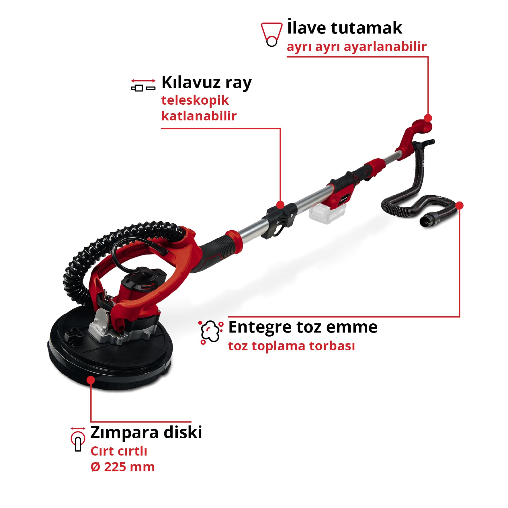 Einhell TE-DW 18/225 Li - Solo, Akülü Alçıpan Zımpara - 4259990