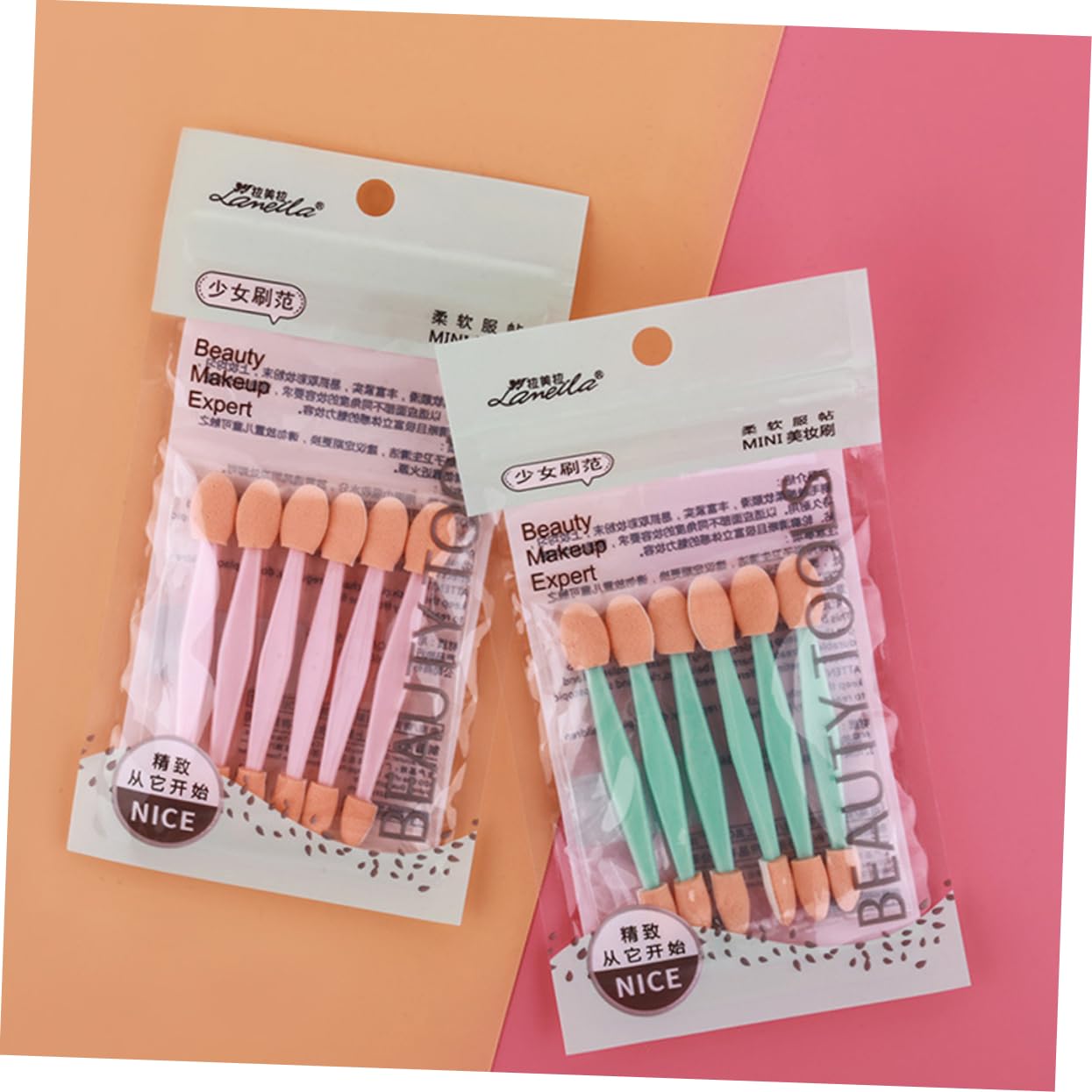 Didiseaon 2 Sets Eyeshadow Makeup Applicator Double Ended Eye Shadow Brush Makeup Cosmetology Tool Oval Tipped Brush Random Color