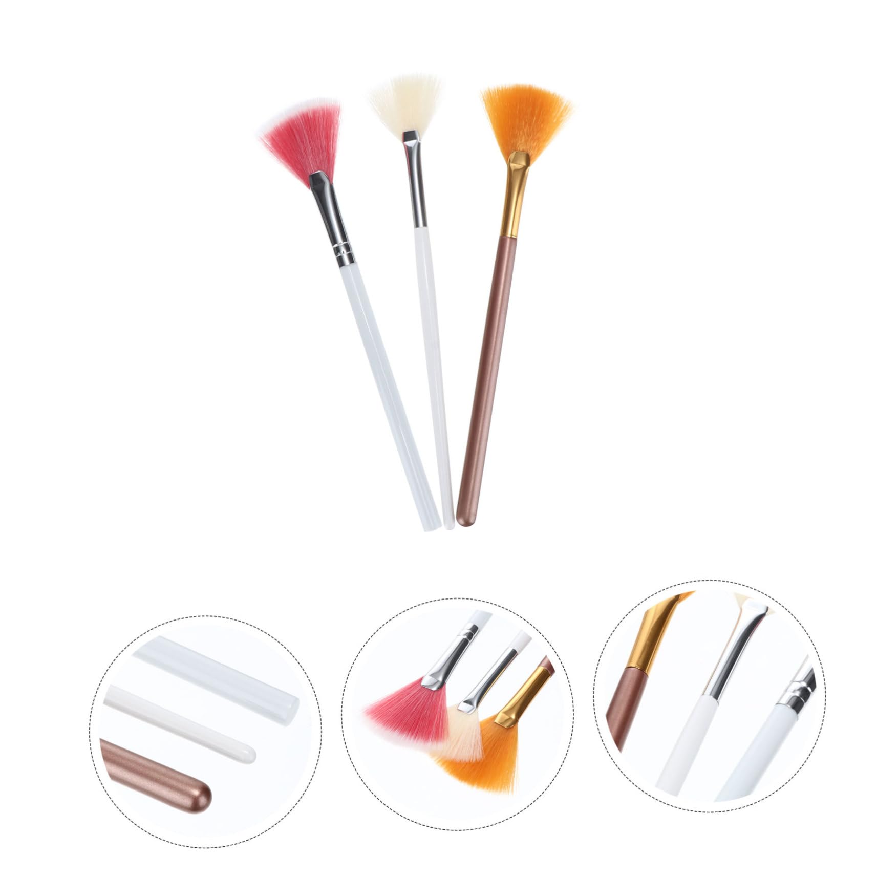 Mikinona Cosmetic Brushes for Makeup 3pcs Set Foundation Brush Powder Brush for Daily Highlighting and Setting