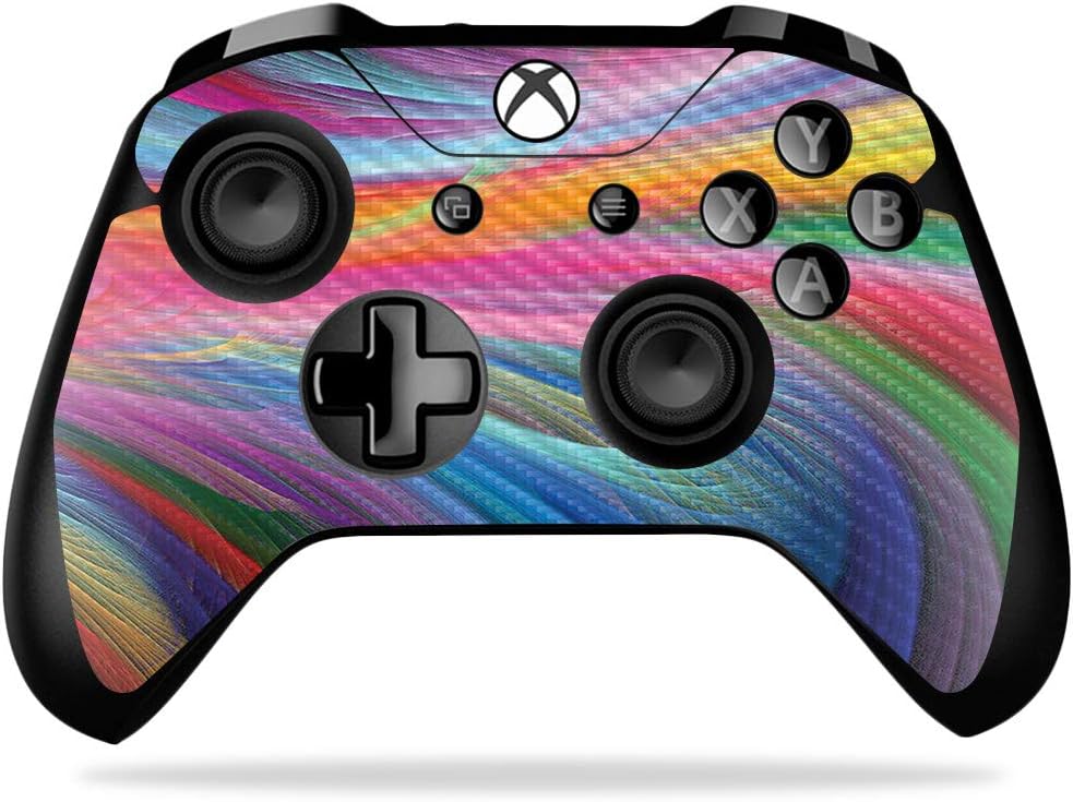 MightySkins Carbon Fiber Skin for Microsoft Xbox One X Controller - Rainbow Smoke | Protective, Durable Textured Carbon Fiber Finish | Easy to Apply, Remove, and Change Styles | Made in The USA