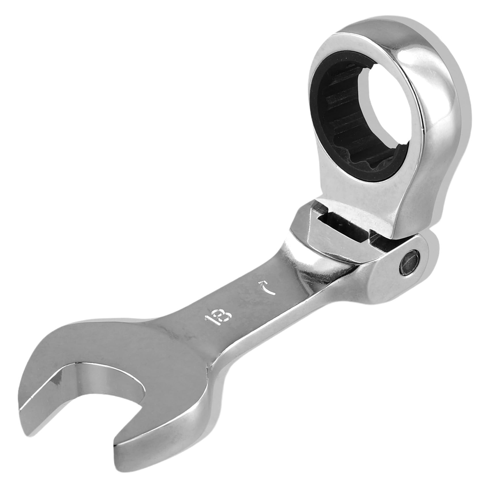 Littimoon Short Handle Ratchet Wrench with Movable Head,Quick Dual-Purpose Open End Wrench,Hardware Tool, Labor-Saving Wrench 18mm