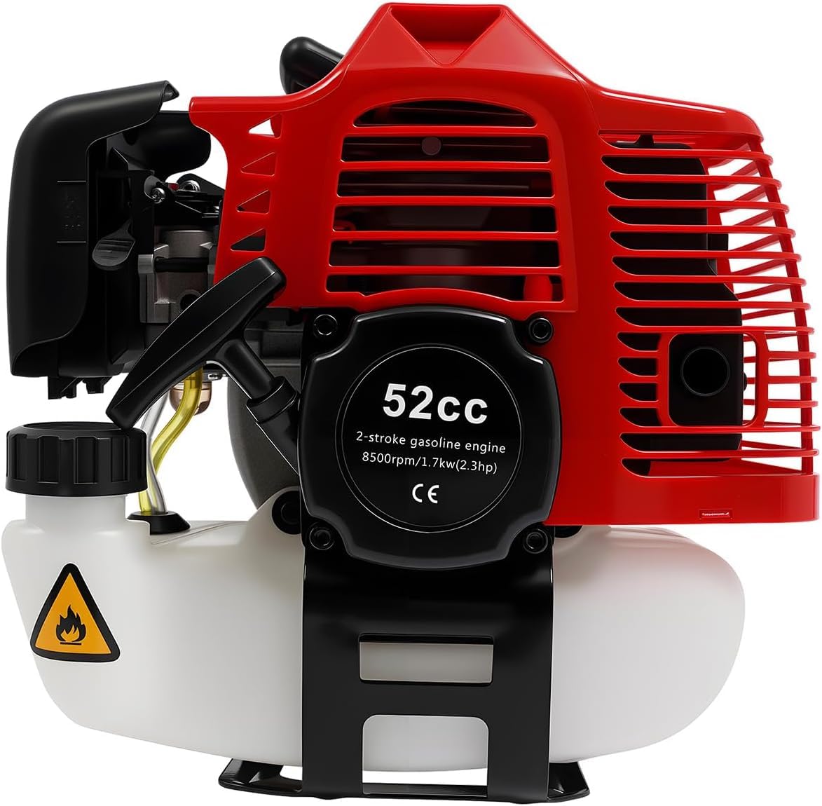 Balai Portatif, Moteur À Essence 2 Temps 52 Cm³ 2,3 CV 1,7 KW, Monocylindre Refroidi par Air, Balai De Nettoyage De Pelouse, Balai Portatif (Longueur du Manche : 153 Cm) Red, Black