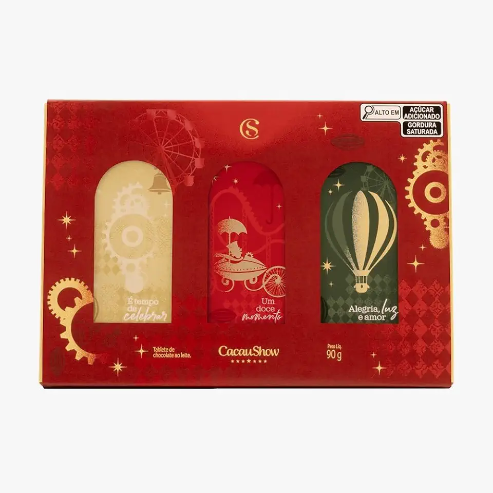 Caixa de Tabletes Barras ao Leite Cacau Show 90g