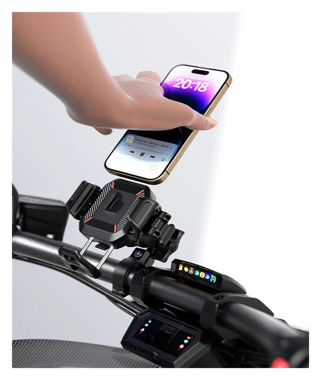 Moto Navigazione GPS Staffa Supporto Navigazione GPS Manubrio Supporto Antivibrazione Bicicletta Elettrica Supporto Per Smartphone Per Motociclette Compatibile Con Fotocamera(Crossbar)