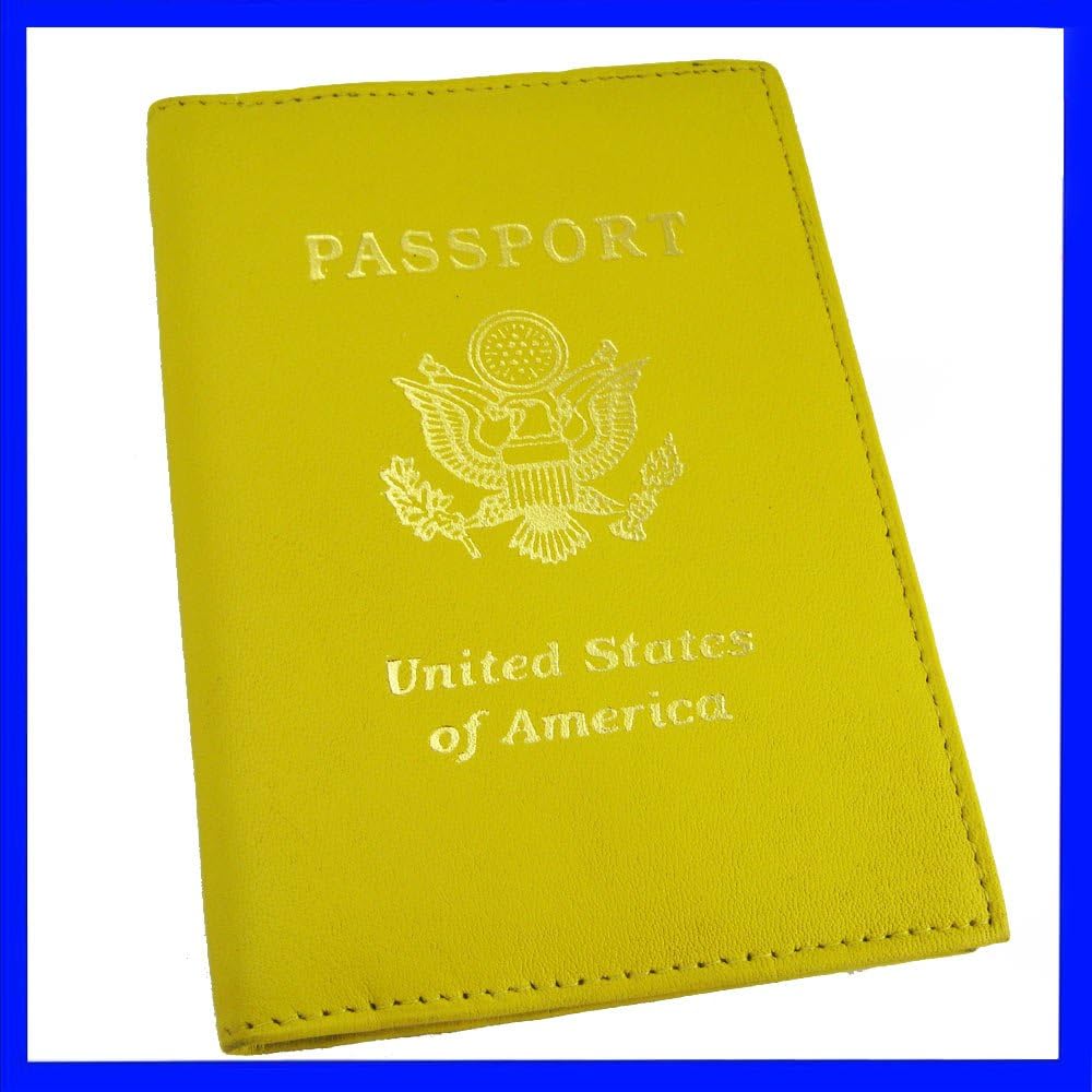 Amazon.co.jp: 純正イエローレザーパスポートカバーホルダー財布