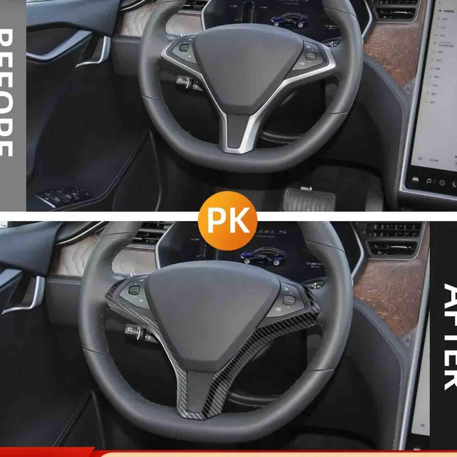 Naklejkadla kierownicę, osłona panelu kierownicy, pokrowiec dekoracyjny z włókna węglowego, akcesoria samochodowedla modelu Tesla S, modelu X 2016-2022