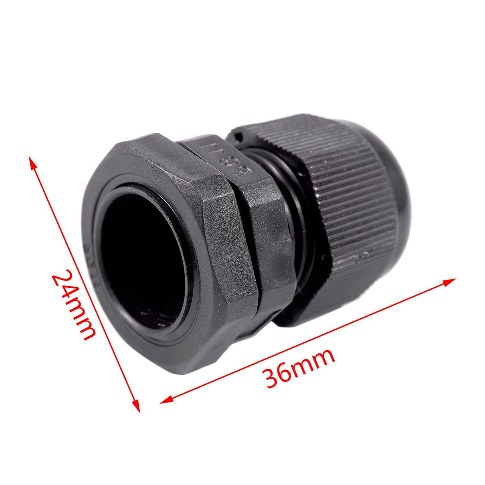 250 x schwarze Kunststoff-Kabelverschraubung, wasserdicht, PG11, 5–10 mm Durchmesser
