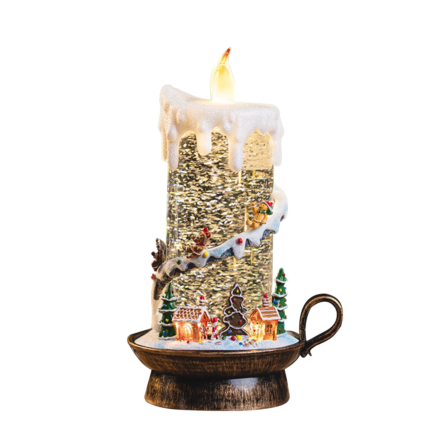 Christmas Snow Globe Candle, Christmas Bear Snow Globe Lantern Music Box, 9 Inch Festive Home Decor for Indoor Holiday Tabletop