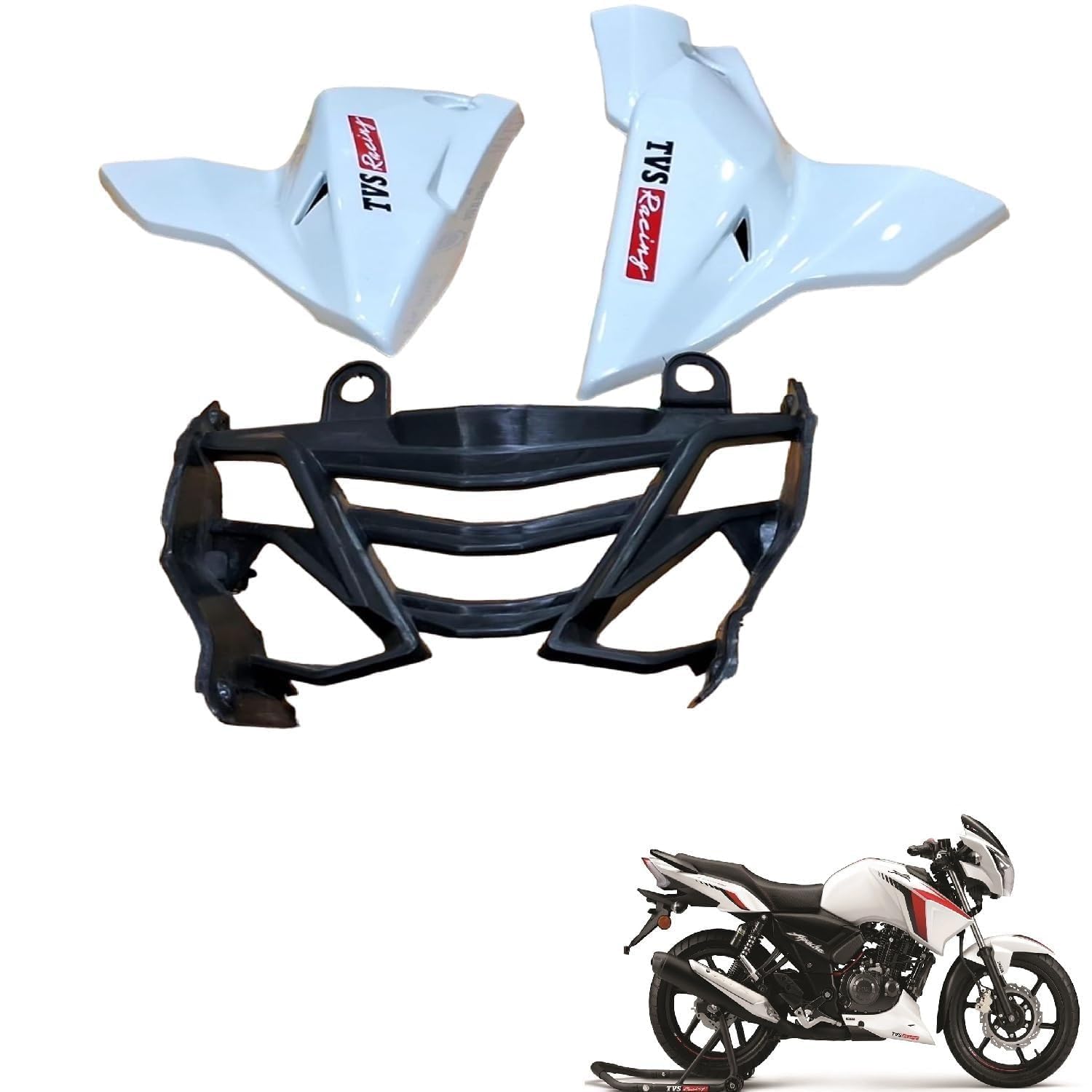 RudraRidez Bike Engine Guard/EngineGuard/Base Guard White for TVS Apache RTR 180 BS6 (2V)-image-9