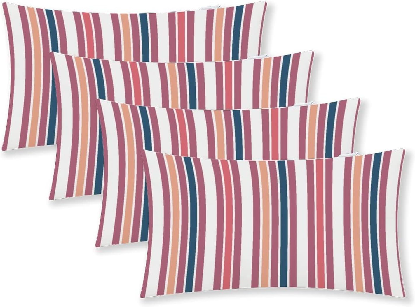 Vertical Multicolored Striped Line Outdoor Pillows Cover,Lumbar Pillow Covers 12x20,Waterproof Throw Pillow Covers Set of 2 for Outoodrs Patio Garden Couch Balcony