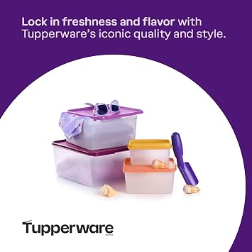 Tupperware Keeptabs 4-Container Stacking Food Storage Set, Multi Color Lids, Nestable, Dishwasher Safe and BPA Free (4 Containers, 4 Lids)