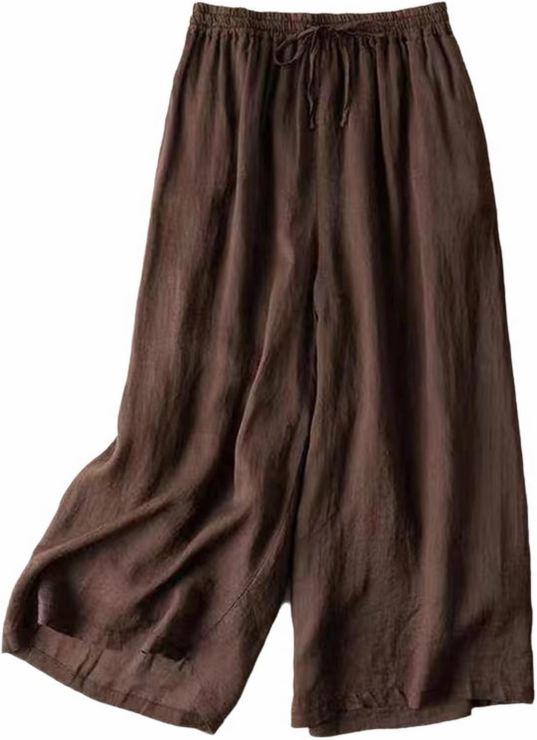 GIBZWomen's Cotton Linen Summer Palazzo Pants Wide Leg Beach Cropped Pants with Pockets