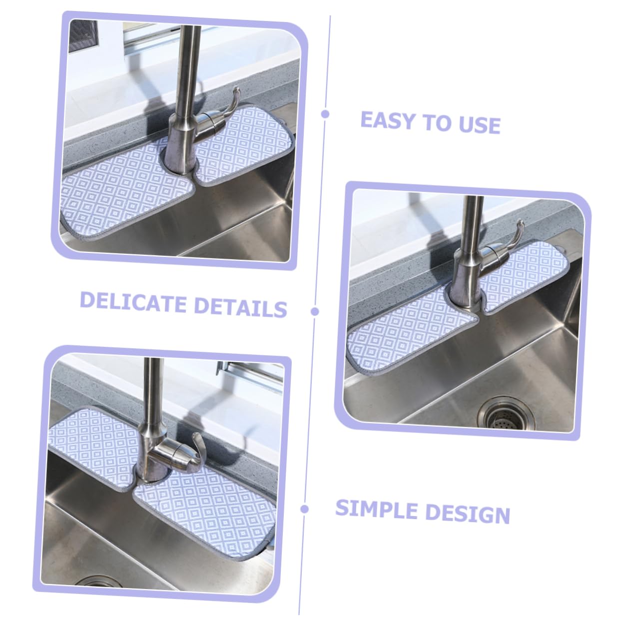 VOSAREA Splash Faucet Mat Absorbent Kitchen Sink Drying Pad for Draining Protecting Countertops Microfiber Design for Spill Management