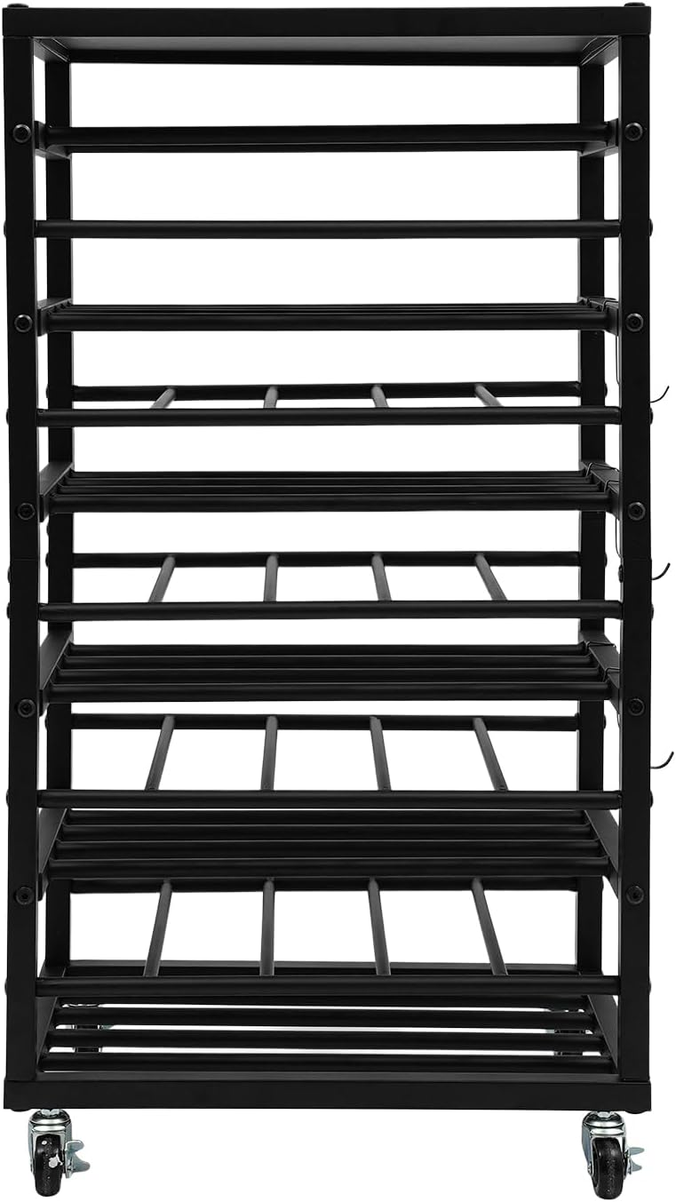 50-Can Spray Paint Storage Cart with Wheels, Metal Aerosol Can Organizer Rack with Storage Shelf, Portable Mobile Paint Bottle Holder for Garage, Workshop & Craft Room (Black)