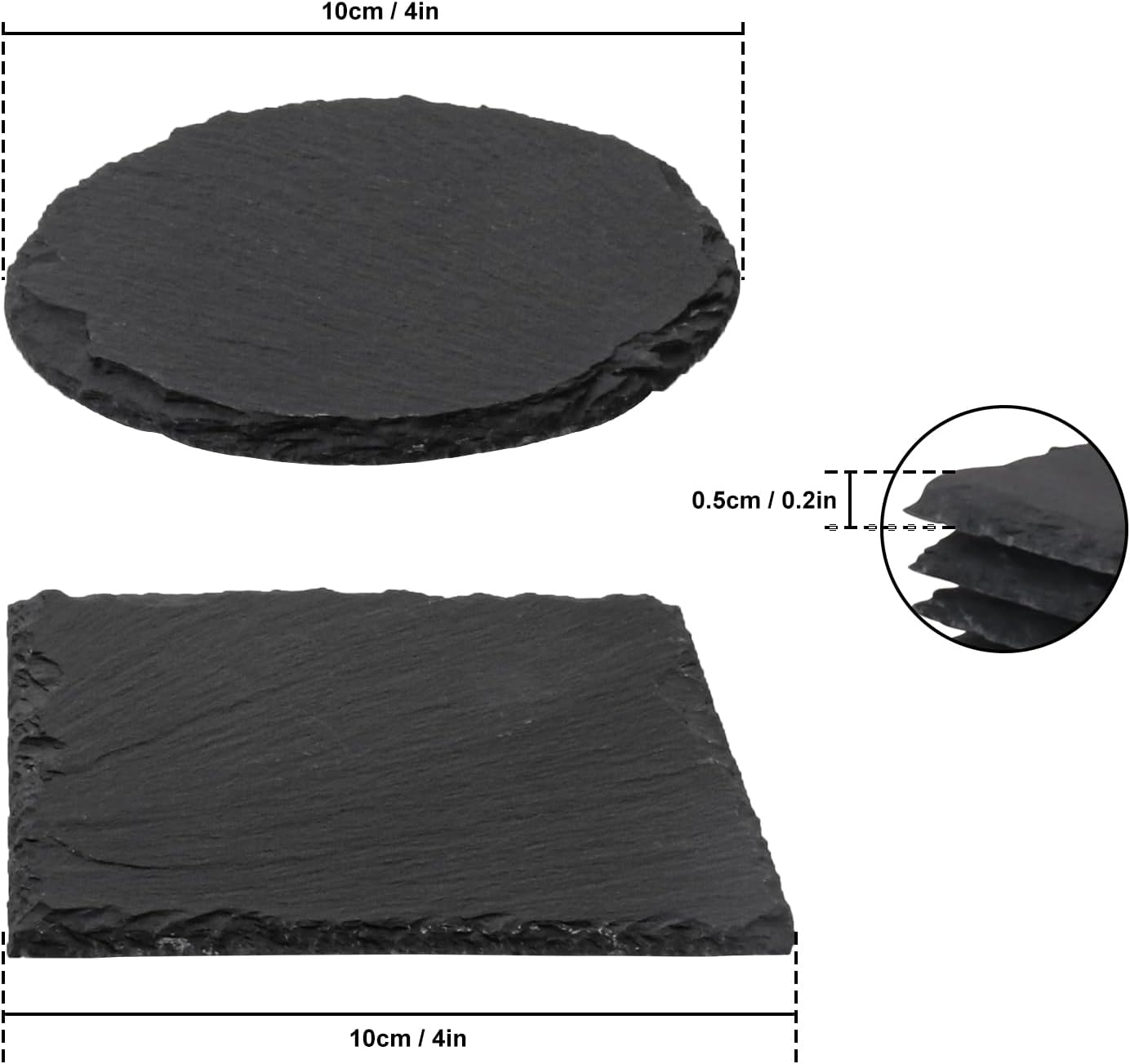 40 Pack 4 Inch Slate Coasters, Black Stone Coasters with Anti-Scratch Bottom, Ideal for Home Decor, Bar, Housewarming Gifts, and Laser Engraving KUKLIPJIM - Image 2
