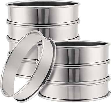JOIKIT 8 Pcs 10cm Crumpet Rings, 4 Inch English Muffin Mousse Rings, Round Stainless Steel Double Rolled Tart Ring for Dessert