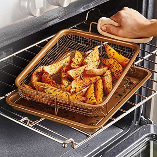 Copper Chef, 2-Piece Non-Stick Bakeware Set For Oven With Crisper Pan And Cookie Sheet, 13 X 9-Inch, N5O4Rbl, Copper #TOP6