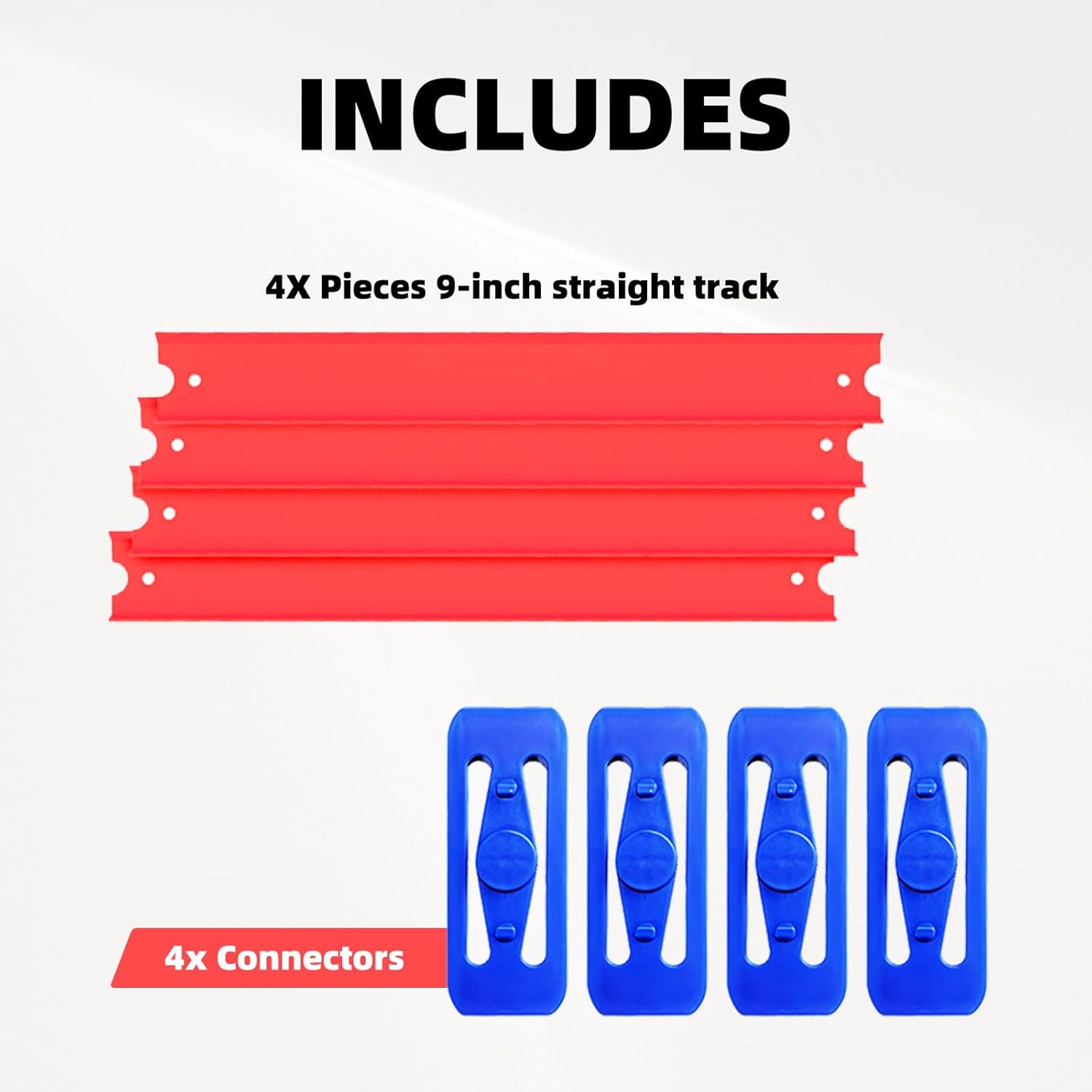 K TOMOTO 3FT Replacement Track Set Builder Pieces, Compatible with 1:64 Diecast Cars, 8-Piece Straight Track Builder with Connectors Included, 3 Feet of Track