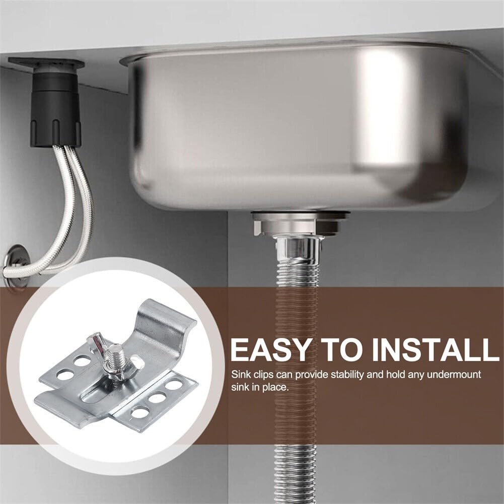 Besttoolifes Kit di 10 clip per lavello sottotop in acciaio resistente, staffe di supporto per piano di lavoro del bagno e della cucina, resistenti alla ruggine, fissaggi regolabili per lavello