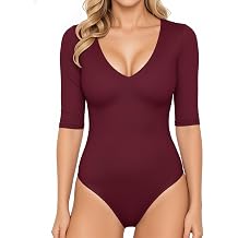 ALGALAROUND Women's V Neck Half Sleeve Bodysuit UK