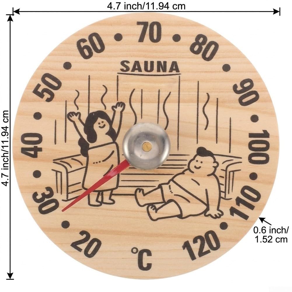 Higrómetro Termómetro Sauna Analógico de para madera Sin Pilas Medidor Temperatura Humedad Pared 12x12cm Calor Hogar