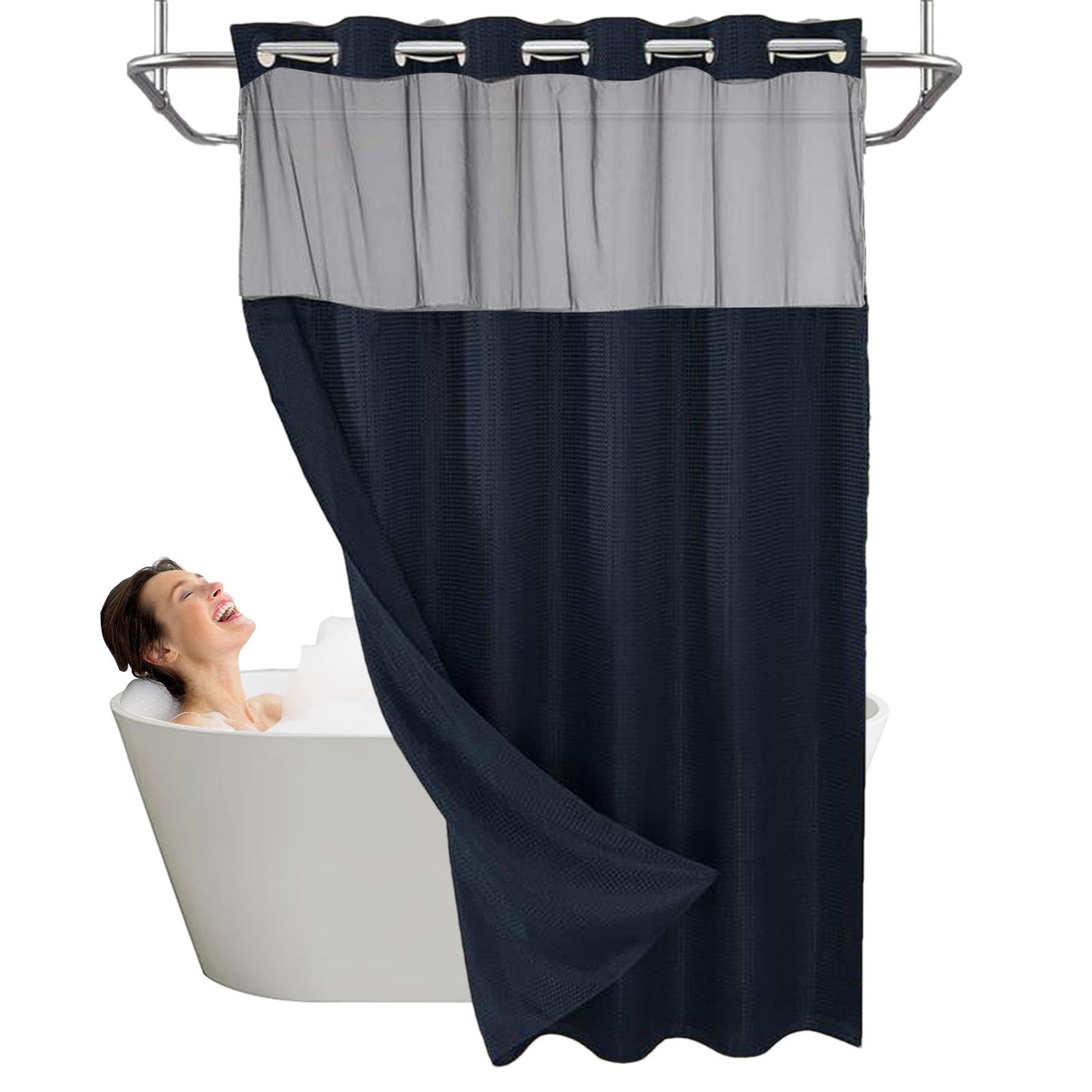 Rideaux de douche imperméables sans crochet pour stopper les éclaboussures et la moisissure