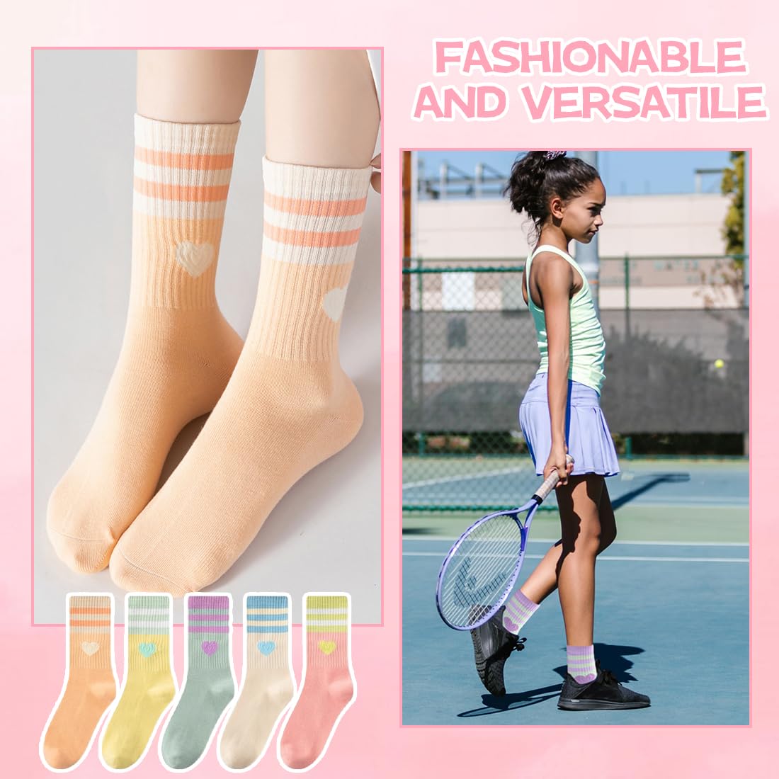 Calcetines Deporte Niña, 6 Pares 35-38,Calcetines Deportivos, Calcetines Coloridos, Calcetines Sin Costuras, Für 8-12 Años Niños