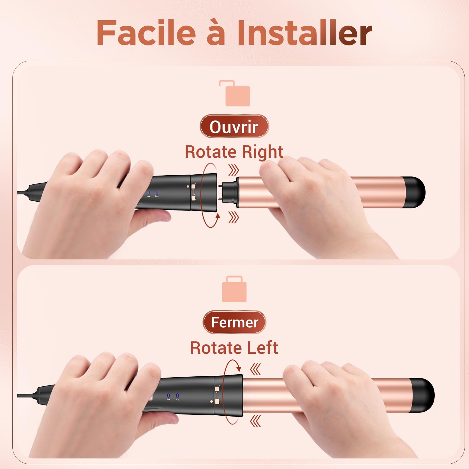 BESTOPE Boucleur 3 Têtes Fer à Friser 22mm Céramique 2 Températures Chauffage Rapide Cheveux Longs Courts