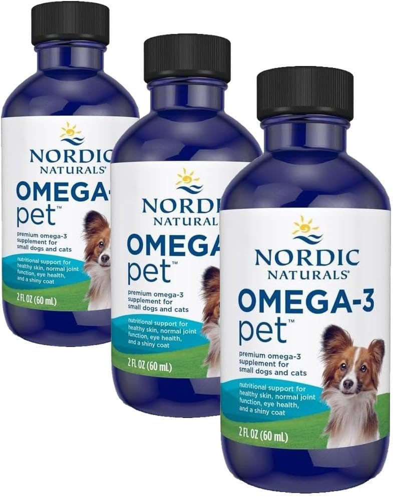 Nordic Naturals Omega-3 Pet, Unflavored - 2 oz - 294 mg Omega-3 Per One mL - Fish Oil for Small Dogs & Cats with EPA & DHA - Promotes Heart, Skin, Coat, & Immune Health (Pack of 3)