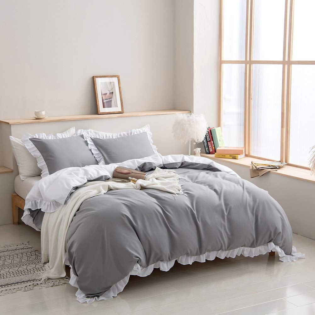 Loussiesd Ruffle Duvet Cover Set, Soft and Breathable Washed Microfiber 2pcs Bedding Set - Image 2