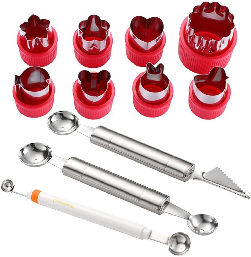 11 Pieces Stainless Steel Fruit Digger Watermelon Spoon Platter Tool Set Small Divider Carving