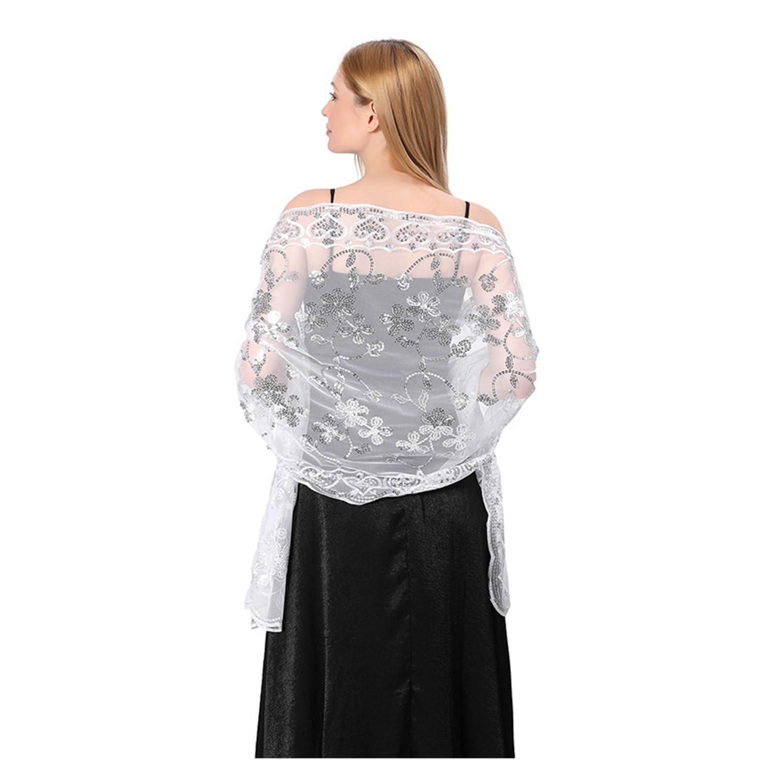 Chal De Noche Chales for Vestidos de Noche de Mujer con Bordados de Lentejuelas Brillantes, chales for Novia, Dama de Honor, Bodas, chales Transparentes, Chal de Fiesta, Capa(Beige)