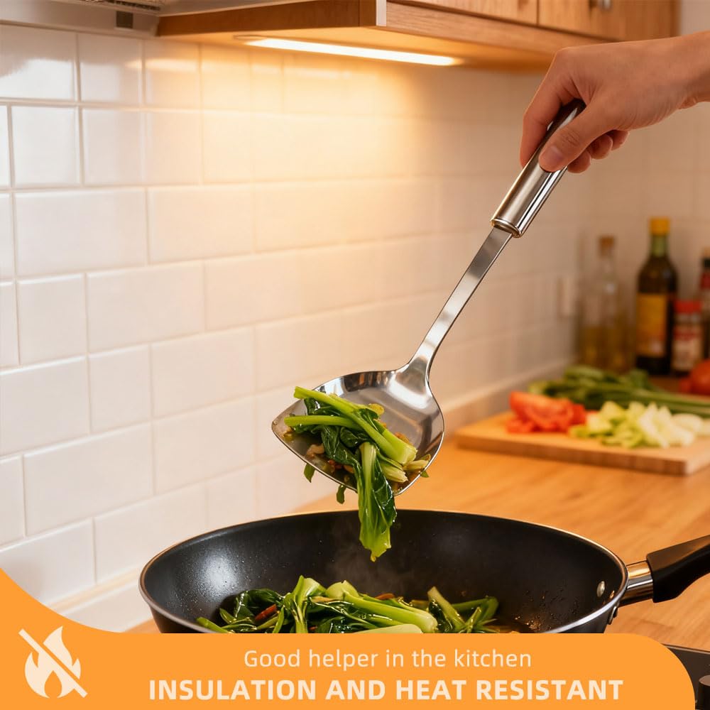 10er Küchenhelfer Set Küchenutensilien Edelstahl Kochlöffel Set Edelstahl Küchen Utensilien Set mit Pfannenwender, Suppenkelle, Schaumlöffel, Schneebesen usw