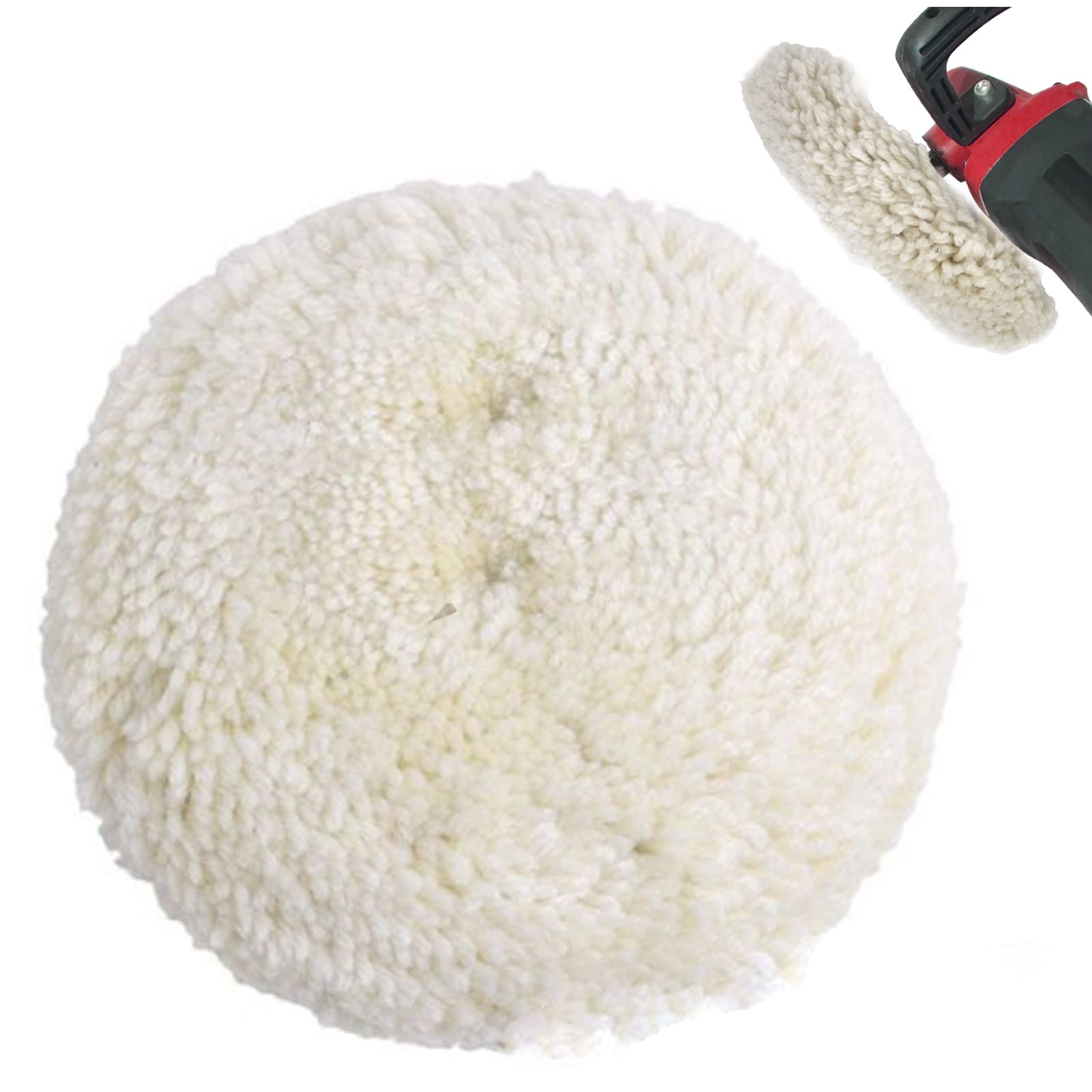 QWORK 3 Tampons Polissage Laine Agneau 150mm - Pour Polisseuse Voiture Rayures Oxydation