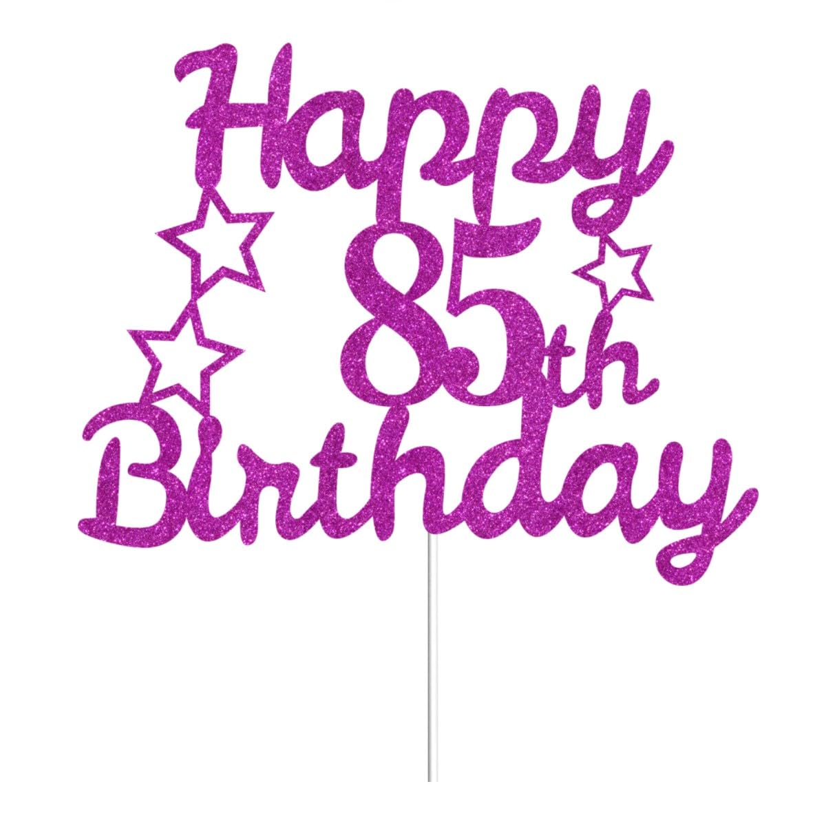JUTTIRA Happy 85th Birthday Cake Toppers Purple Glitter, Cheers to 85 Years Old Bday Decoration 85th Anniversary Cake Topper, Eighty-five Theme Cake Decorations for Birthday Anniversary Party