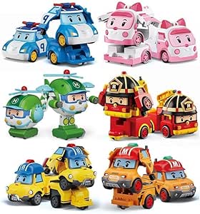 Newhope 6-Piece Poly Robocar Transform Robot Roy Fire Tamin Traffic ...
