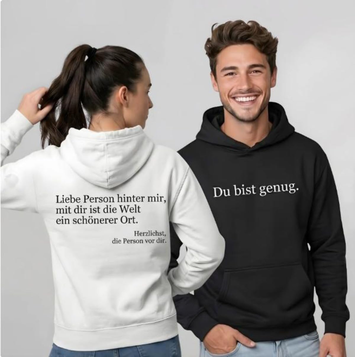 Du bist genug Hoodie Unisex - Kapuzenpullover mit Motivationsspruch Pullover Damen Herren