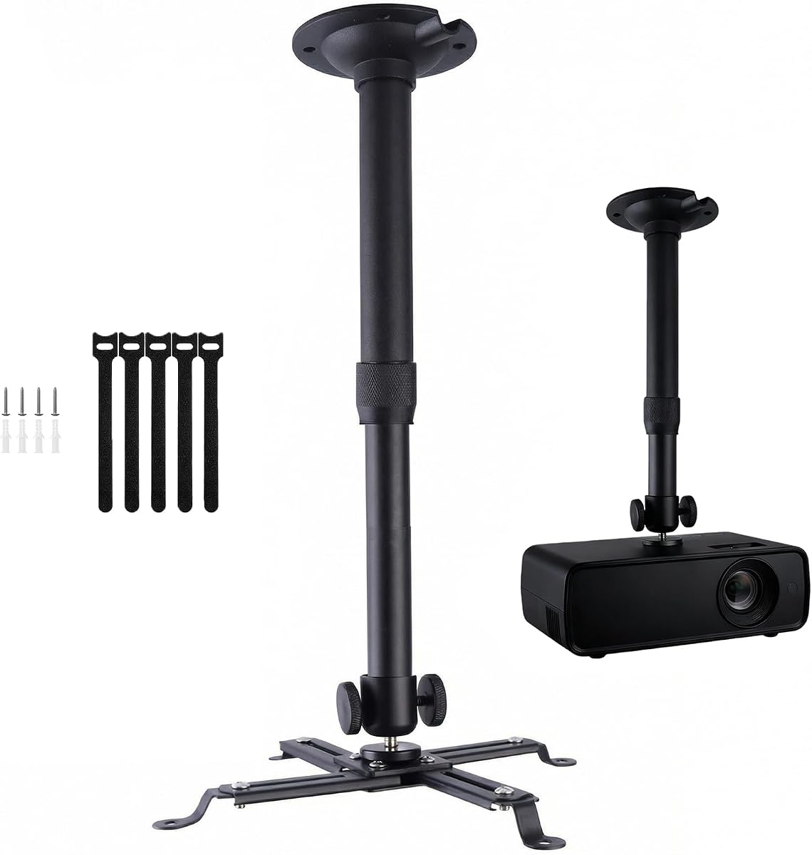 DAWASAPAT Projector Ceiling Mount - Universal 2-in-1 Bracket with Extension Pole, 7.87" - 15.74" Height Adjustable Holder for Projectors