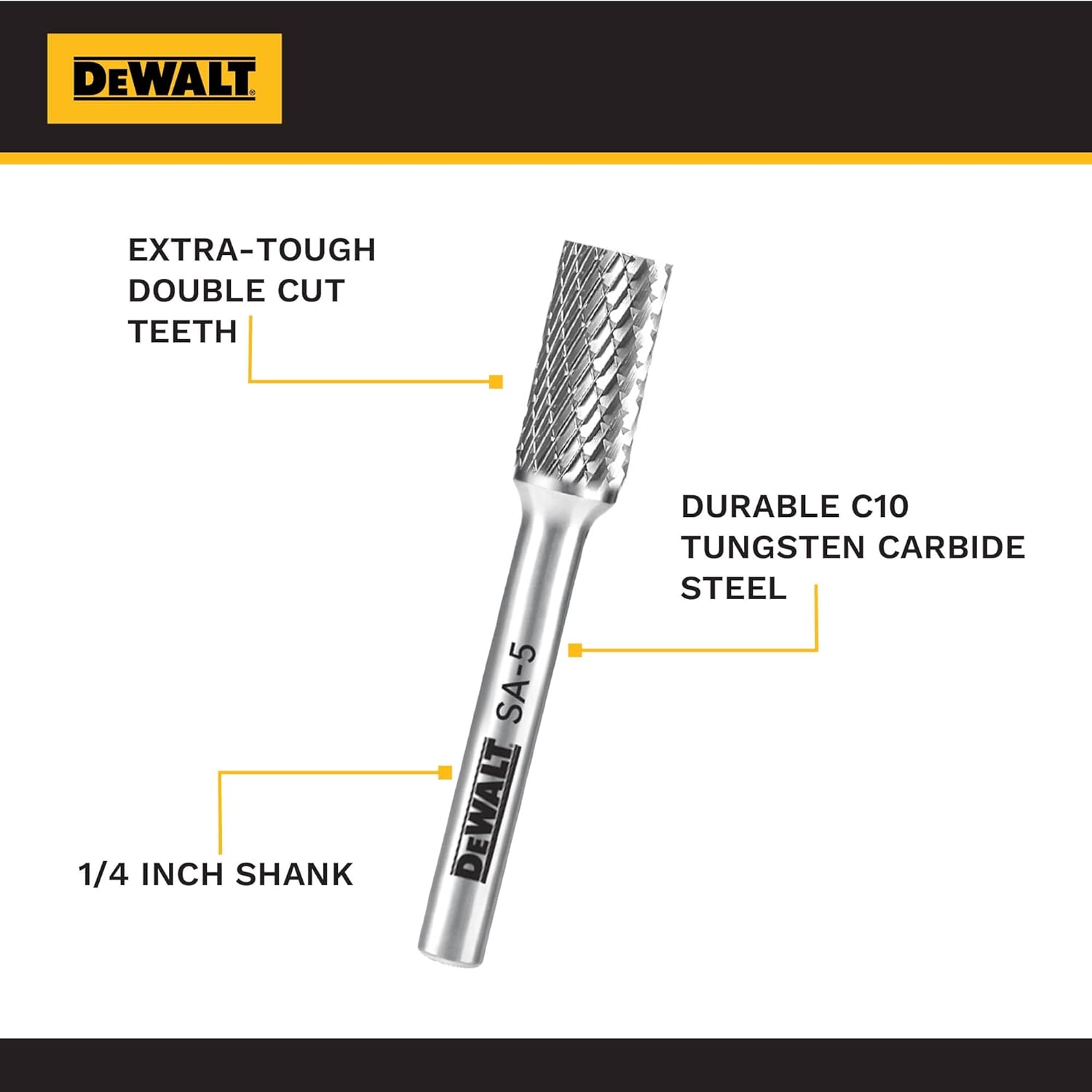 5 Pack DEWALT Carbide Burrs Size 5