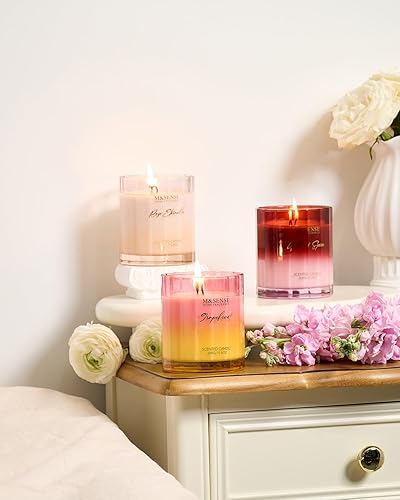 Miniatura 7 de M&SENSE Velas perfumadas de rosa para el hogar - 10.6 oz 60 horas de combustión, cera de soja natural con aroma floral para novia, vela de
