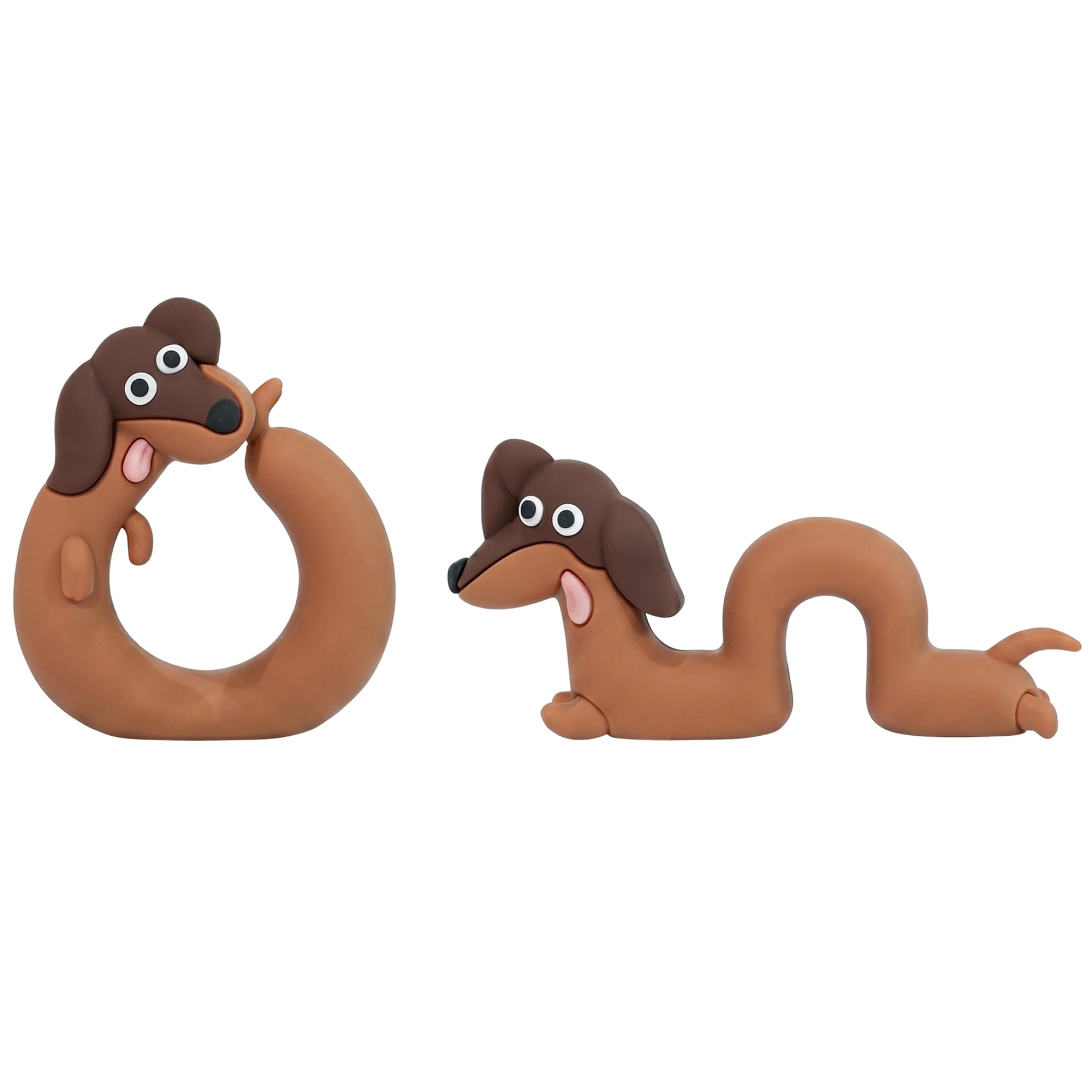 Tsawntd Figurines, Computer Monitor Decor, 2PCS Cute Dachshund Figurines Funny & Stress Relief Desk Ornament for Office & Home, Style-2