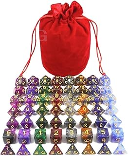 Juego de Dados Juego de Dados D4 D20 DND, Accesorios for Juegos de Mesa, Dados, 56 Piezas, con Bolsa, Apto for Juegos de Mesa, Juego de Dados, Fiesta Dados de Colores(Red Bag)