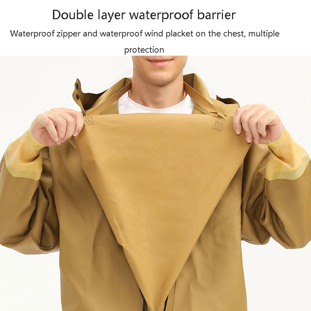 Unisex Trampolieri da Pesca,Trampolieri da Pesca Impermeabili da Caccia,Waders Pesca,Pantaloni da Trampoliere,con Cerniera e Cappello,per Amanti Pesca Sportiva,Giardinaggio,Caccia