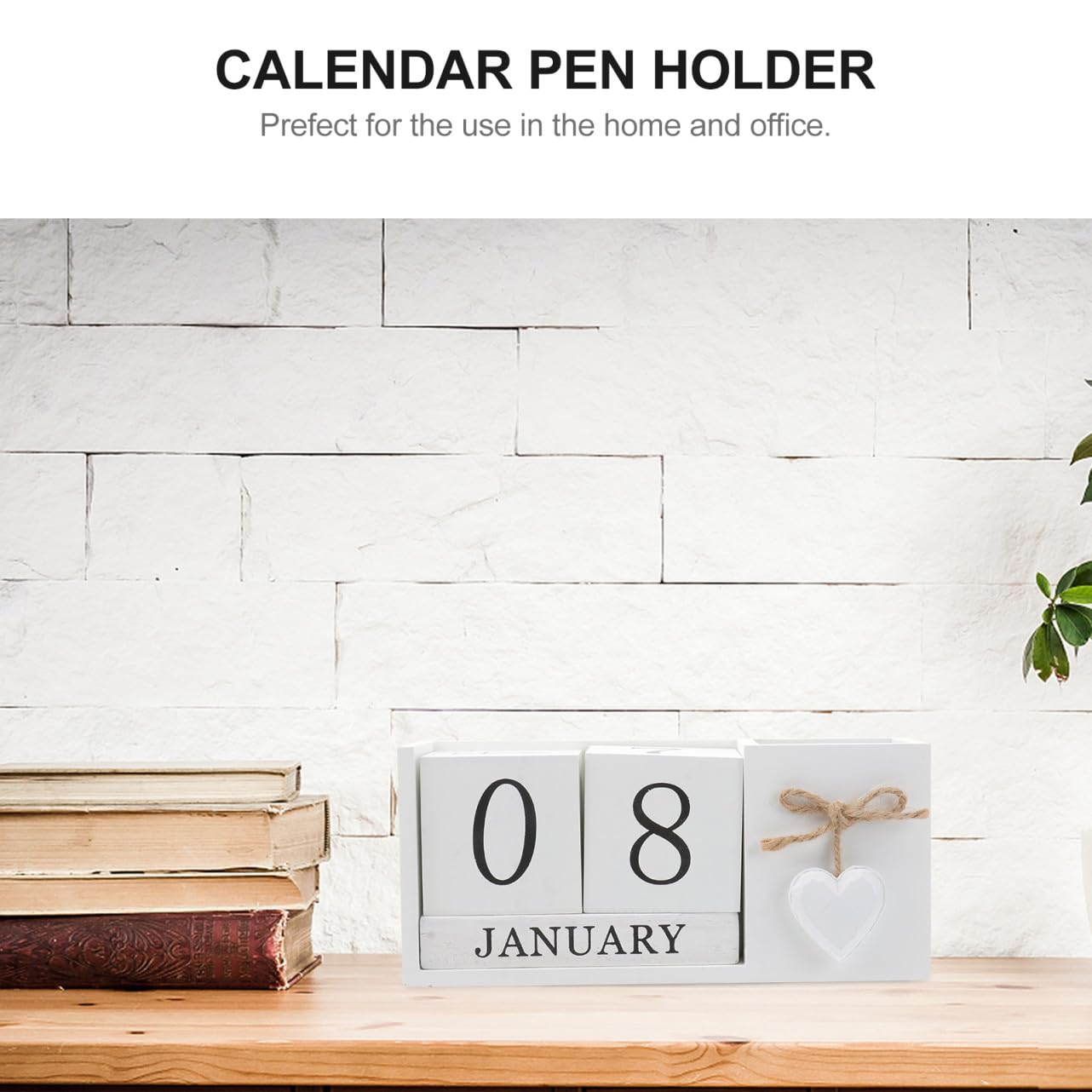 TOPBATHY 1pezzi Portapenne in Legno Contenitore per Penna e Calendario da Tavolo Pratico Portaoggetti per Cancelleria Organizza Penne e Accessori