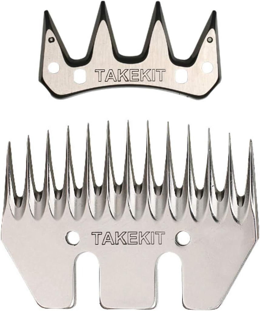 TAKEKITSheep Shears Wool Clippers Universal Replacement Blades, Shearing Comb and Cutter Blade Set, Stainless Steel Straight 13-Teeth
