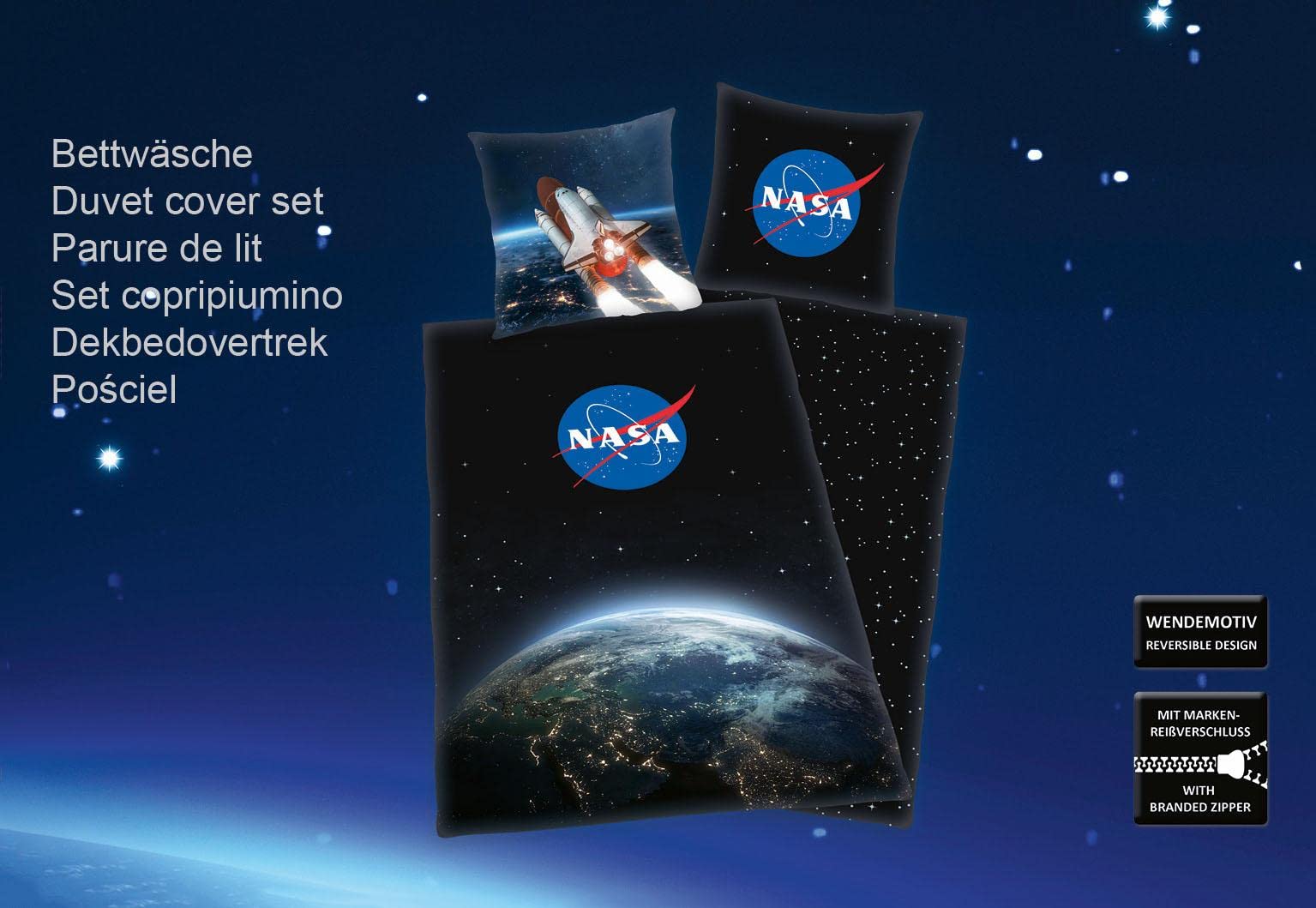 Herding Nasa Komplet Pościeli, Bawełna, Czarny, 70 x 90 cm, 140 x 200 cm