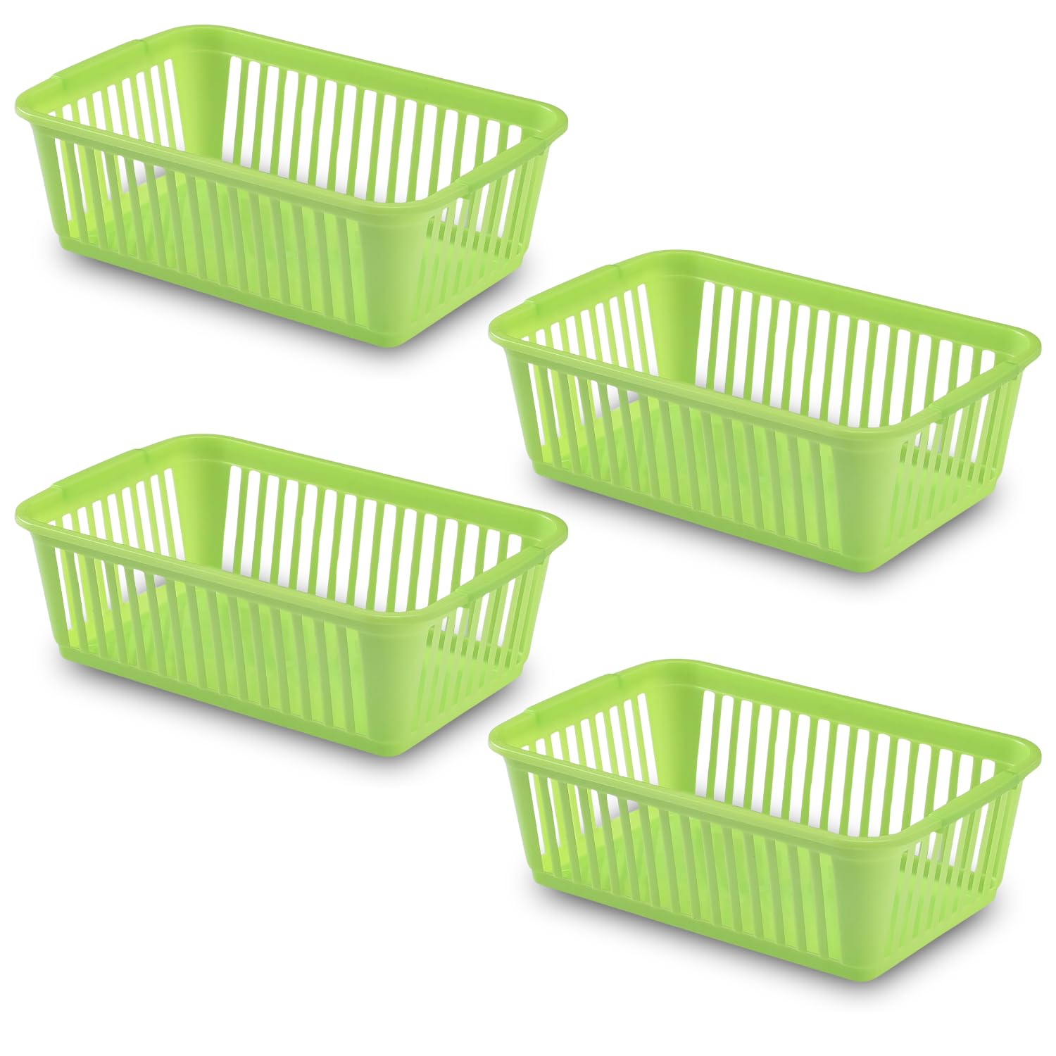25cm Little Plastic Handy Baskets for kitchen Mini Size Storage Basket (Green, Pack of 4)